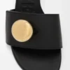 Pebble-Pantolette aus weichem Kalbsleder in Schwarz