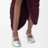 Pebble Soft Ballerina aus laminiertem Nappalammleder in Silber