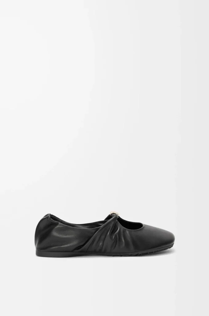 Pebble Soft Ballerina aus Nappalammleder in Schwarz
