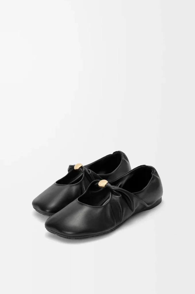 Pebble Soft Ballerina aus Nappalammleder in Schwarz