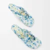Pebble Soft Mule aus bedrucktem Nappa-Lammleder in Soft White/Blue