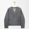Pebble-Strickjacke aus Lammfell Hellgrau