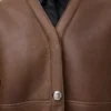 Pebble-Strickjacke aus Lammfell in Khaki-Braun