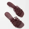 Petal Anagram-Pantolette aus weichem Kalbsleder Dunkelburgunder