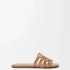 Petal Anagram Pantolette aus weichem Kalbsleder in Camel