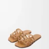 Petal Anagram Pantolette aus weichem Kalbsleder in Camel