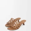 Petal Anagram Pantolette aus weichem Kalbsleder in Camel