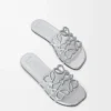 Petal Anagram Slipper aus laminiertem Lammleder in Silber