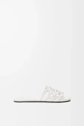 Petal Anagram Slipper aus weichem Kalbsleder Anthurium White