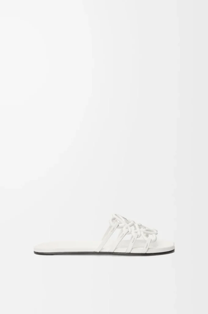 Petal Anagram Slipper aus weichem Kalbsleder Anthurium White