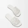 Petal Anagram Slipper aus weichem Kalbsleder Anthurium White
