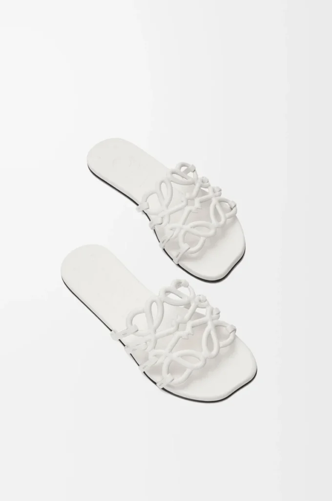 Petal Anagram Slipper aus weichem Kalbsleder Anthurium White