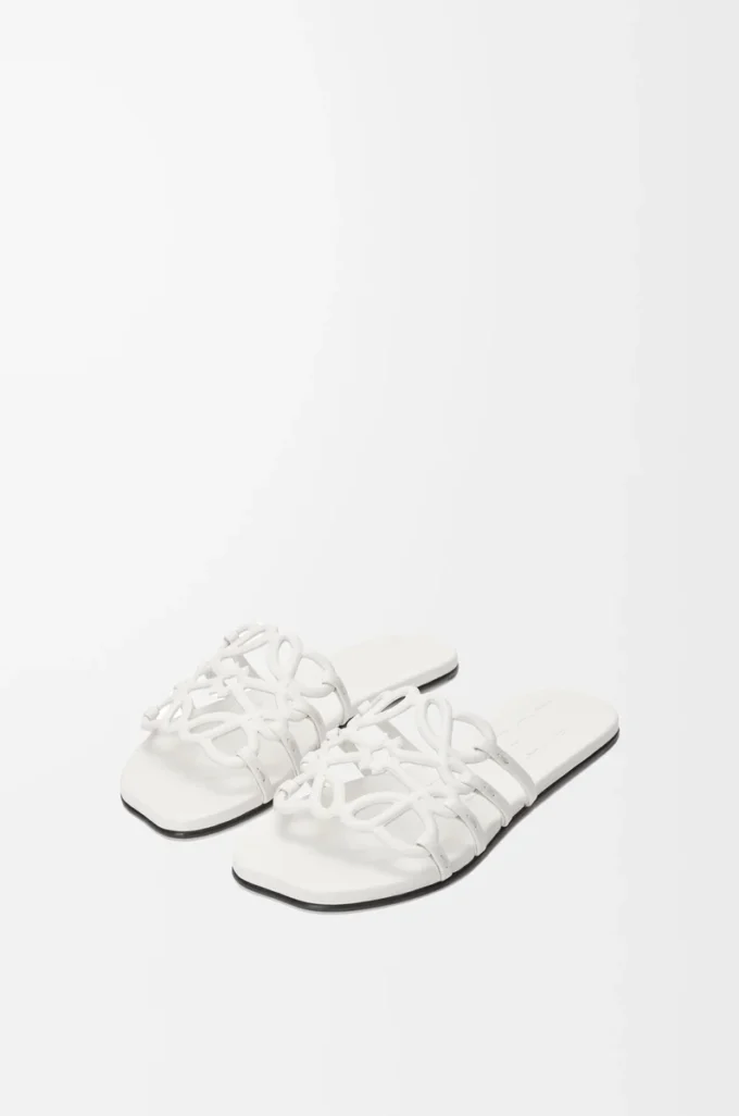 Petal Anagram Slipper aus weichem Kalbsleder Anthurium White