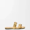 Petal Flower Sandale aus Kalbsleder und Kristallen Gold