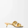 Petal Flower Sandale aus Kalbsleder und Kristallen Gold