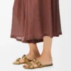 Petal Flower Sandale aus Kalbsleder und Kristallen Gold