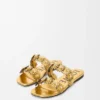 Petal Flower Sandale aus Kalbsleder und Kristallen Gold