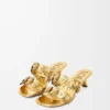 Petal Flower Sandale aus Kalbsleder und Kristallen Gold