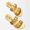 Petal Flower Sandale aus Kalbsleder und Kristallen Gold