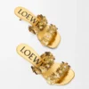 Petal Flower Sandale aus Kalbsleder und Kristallen Gold