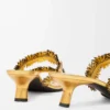 Petal Flower Sandale aus Kalbsleder und Kristallen Gold
