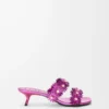 Petal Flower Sandale aus Kalbsleder und Kristallen in Fuchsia