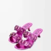 Petal Flower Sandale aus Kalbsleder und Kristallen in Fuchsia
