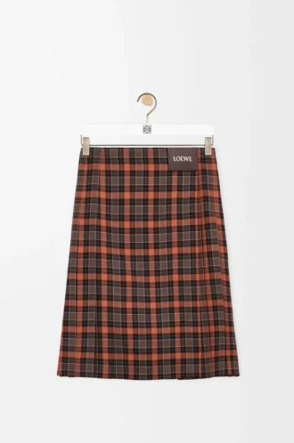 Plisseerock aus Wollmischung Orange/Schwarz