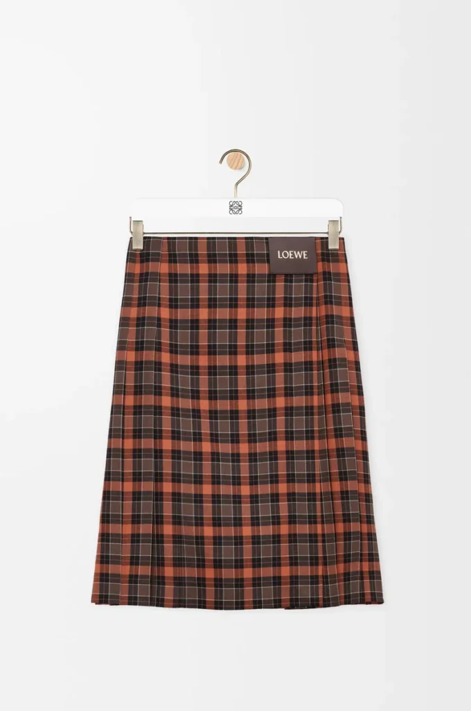 Plisseerock aus Wollmischung Orange/Schwarz