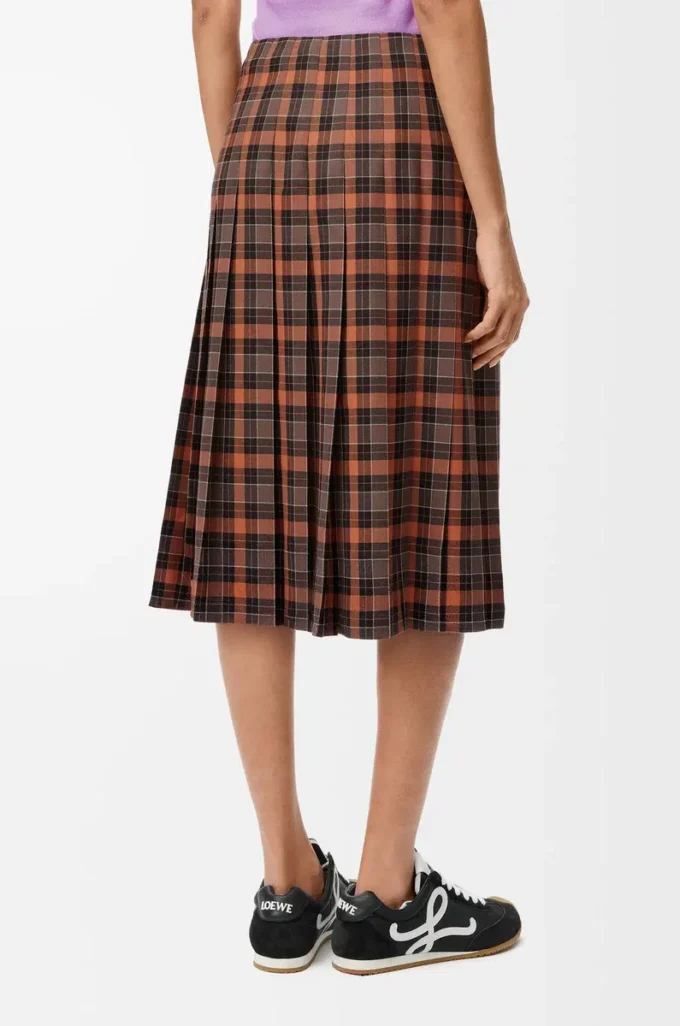 Plisseerock aus Wollmischung Orange/Schwarz