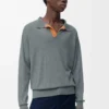 Polo-Pullover aus Wolle Grau