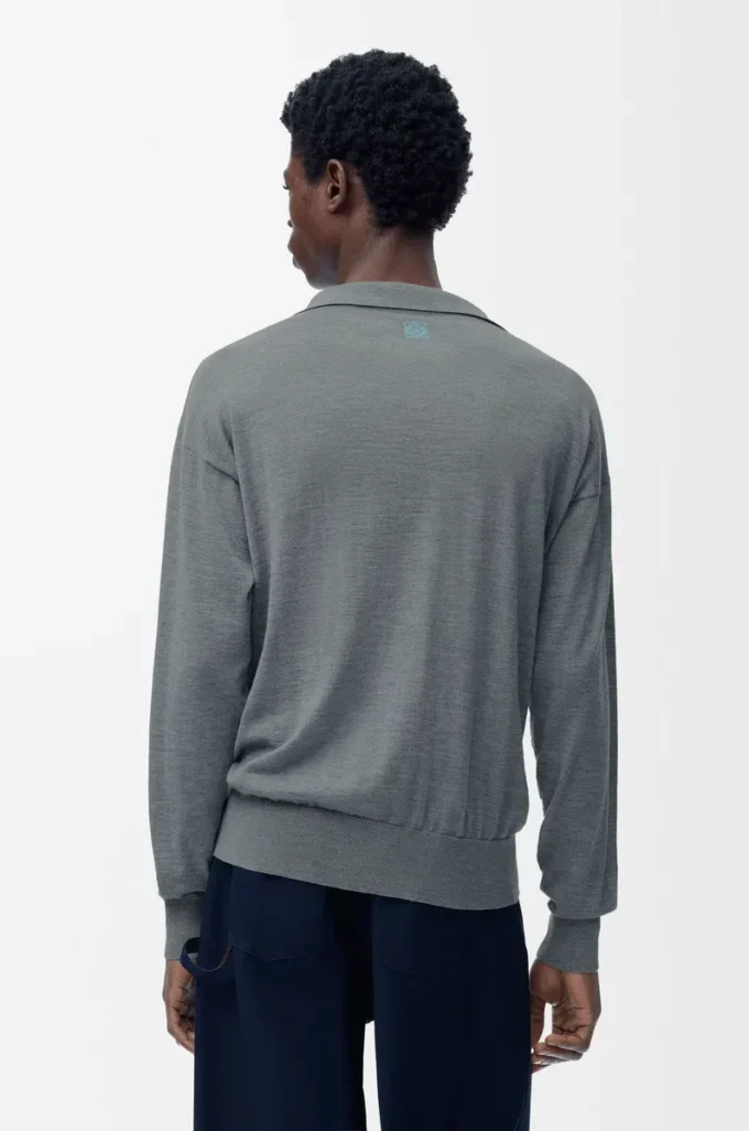 Polo-Pullover aus Wolle Grau