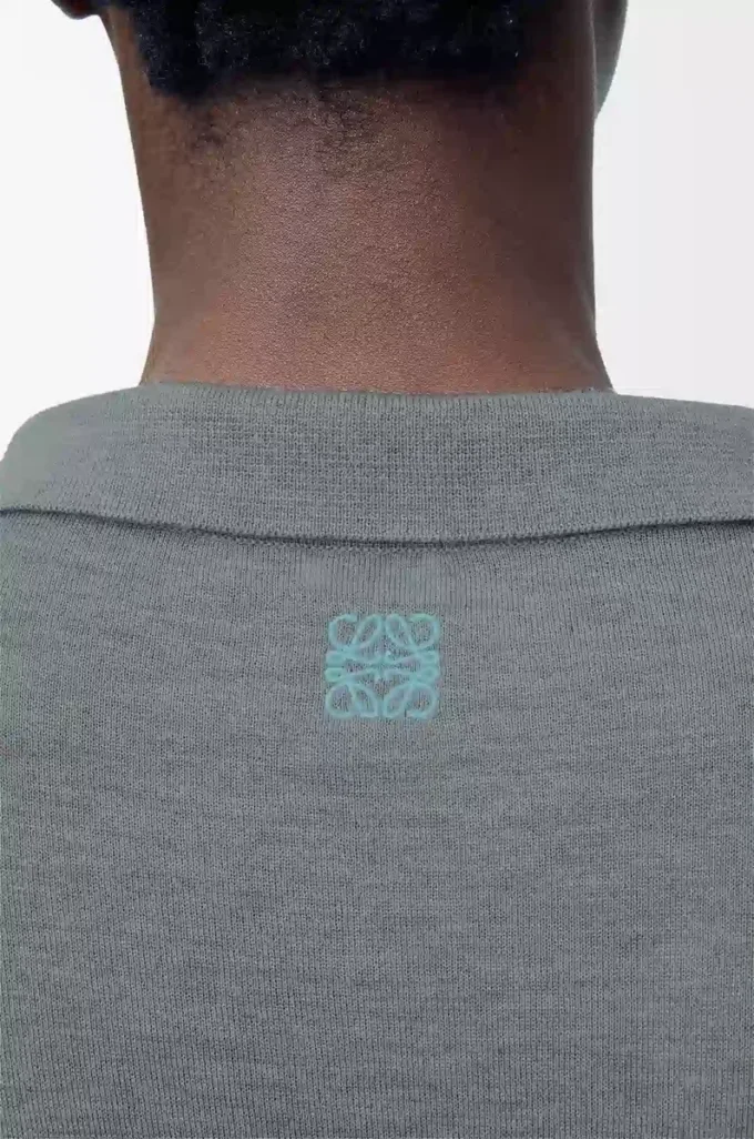 Polo-Pullover aus Wolle Grau