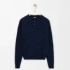 Polo-Pullover aus Wolle Marineblau/Schwarz