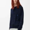 Polo-Pullover aus Wolle Marineblau/Schwarz