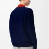 Polo-Strickjacke aus Wolle Marineblau/Orange