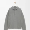 Polo-Sweatshirt aus Baumwolle und Kaschmir in Lead Grey