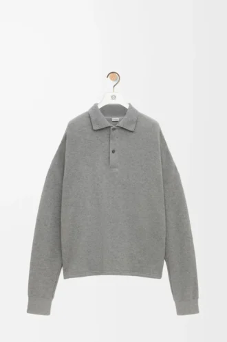 Polo-Sweatshirt aus Baumwolle und Kaschmir in Lead Grey