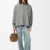 Polo-Sweatshirt aus Baumwolle und Kaschmir in Lead Grey