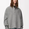 Polo-Sweatshirt aus Baumwolle und Kaschmir in Lead Grey