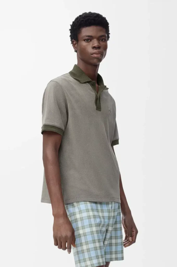 Polohemd aus Baumwolle in Khaki-Grün