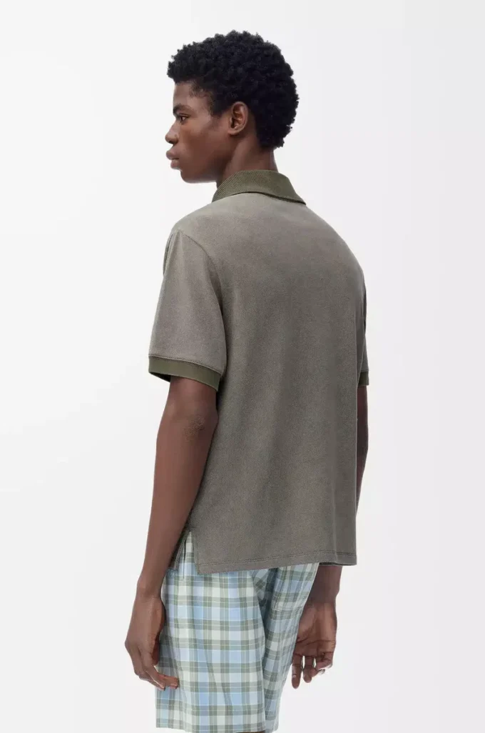 Polohemd aus Baumwolle in Khaki-Grün