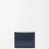 Puffer Anagram Dreifach-Geldbörse aus glänzendem Nappakalbsleder Deep Navy