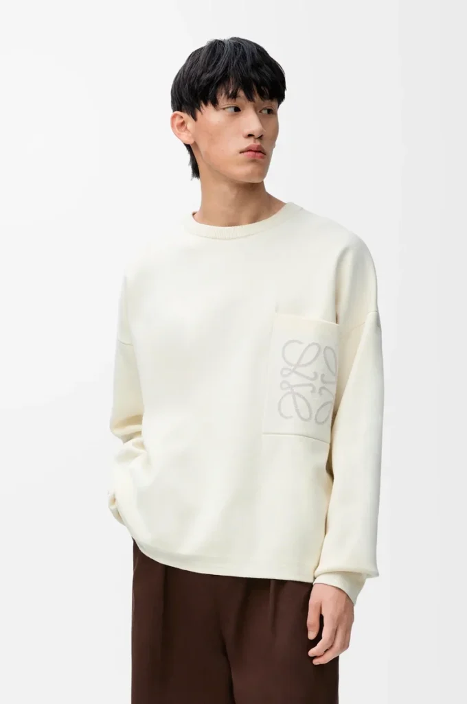 Pullover aus Baumwollmischung Weiß/Hellgrau