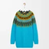 Pullover aus einer Mischung aus Wolle und Mohair Blau/Mehrfarbig