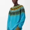 Pullover aus einer Mischung aus Wolle und Mohair Blau/Mehrfarbig