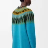 Pullover aus einer Mischung aus Wolle und Mohair Blau/Mehrfarbig