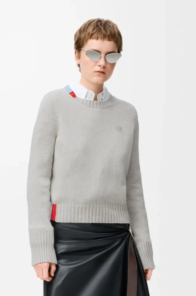 Pullover aus Kaschmir Hellblau/Mehrfarbig