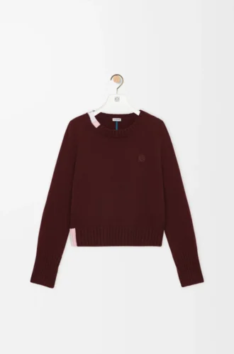 Pullover aus Kaschmir in Burgunderrot/Mehrfarbig