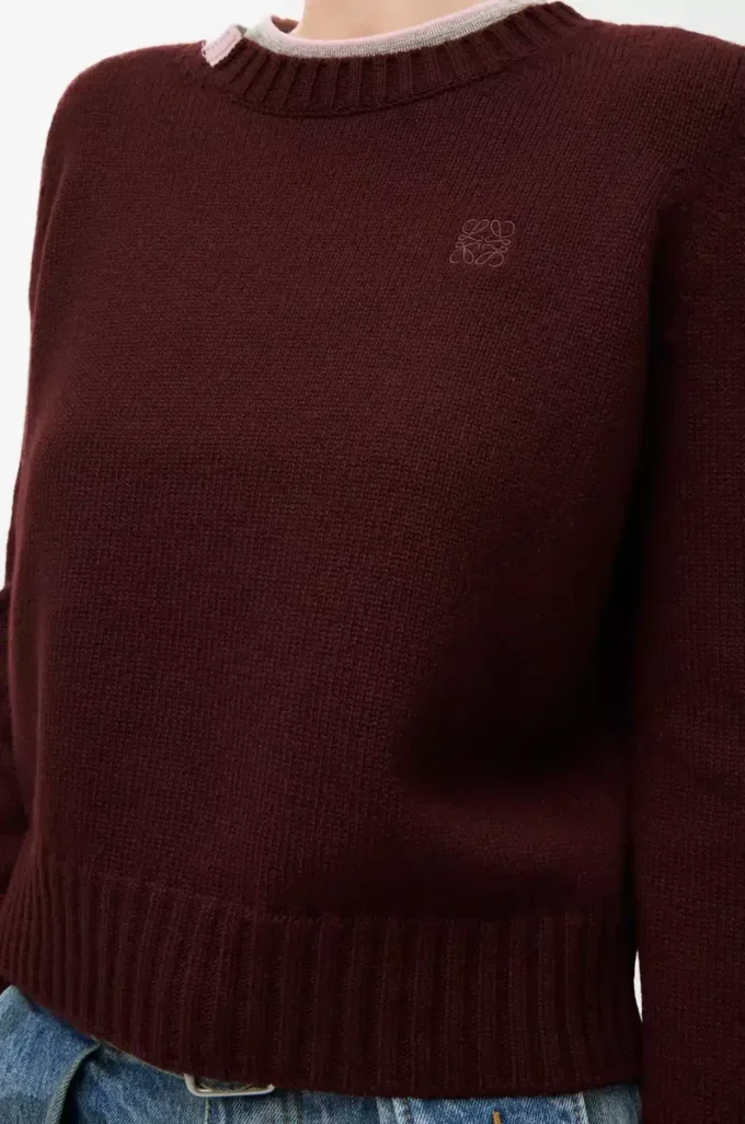 Pullover aus Kaschmir in Burgunderrot/Mehrfarbig